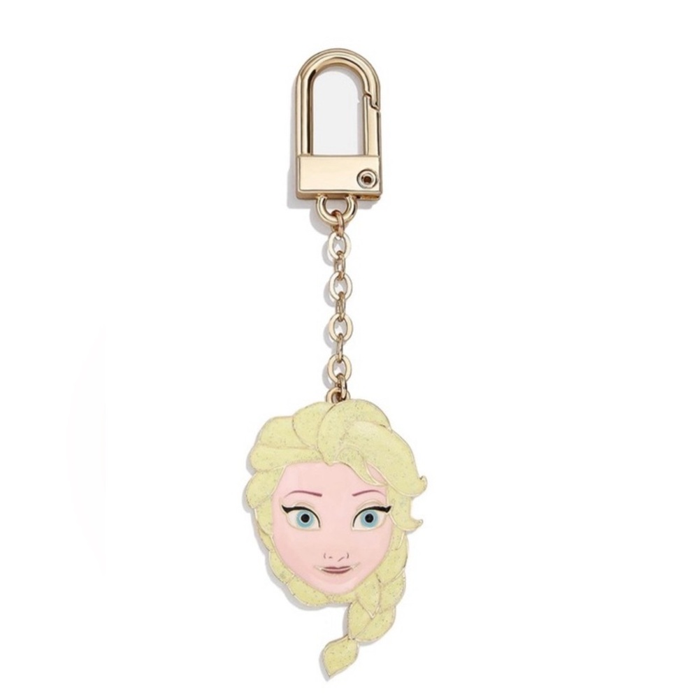 BaubleBar Gold and Pink Character Face Keychain